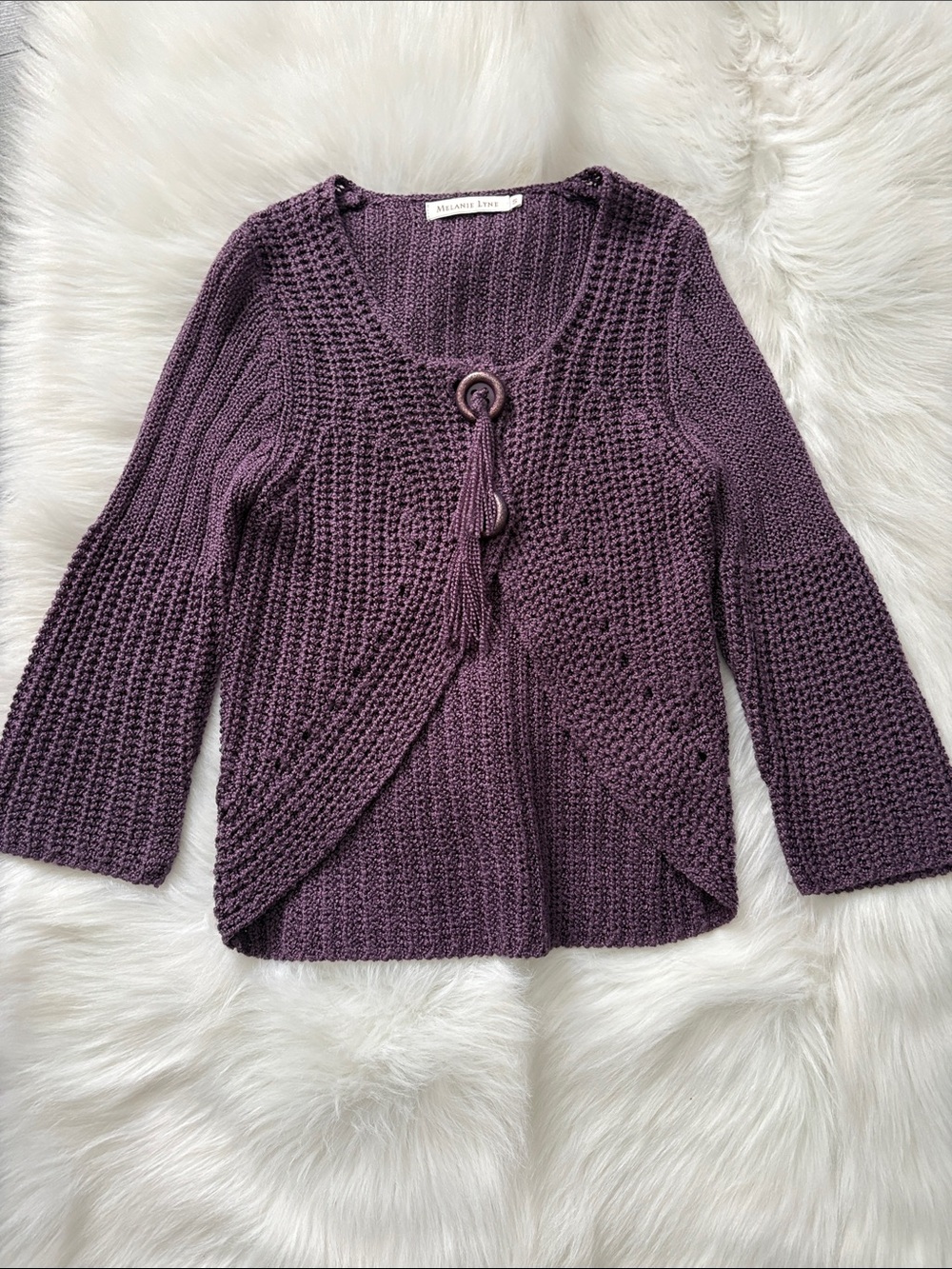 Melanie Lyne  Knit Button-Front Sweater - Purple